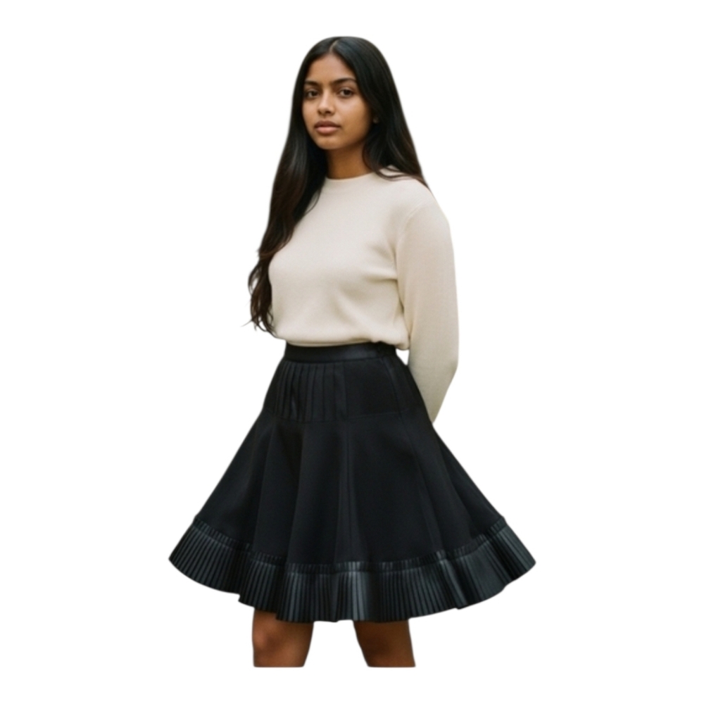 JS Collections‎ Black A-Line Skirt Drop Waist with Pleated Hem Size : 10 Classic